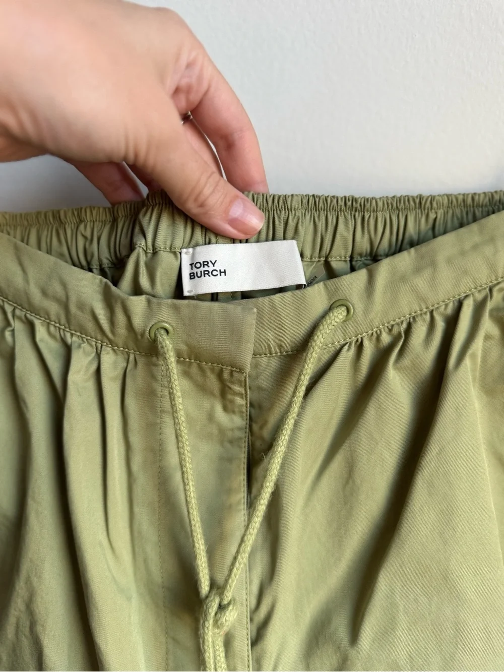 Tory Burch Olive Drawstring Waist Trousers